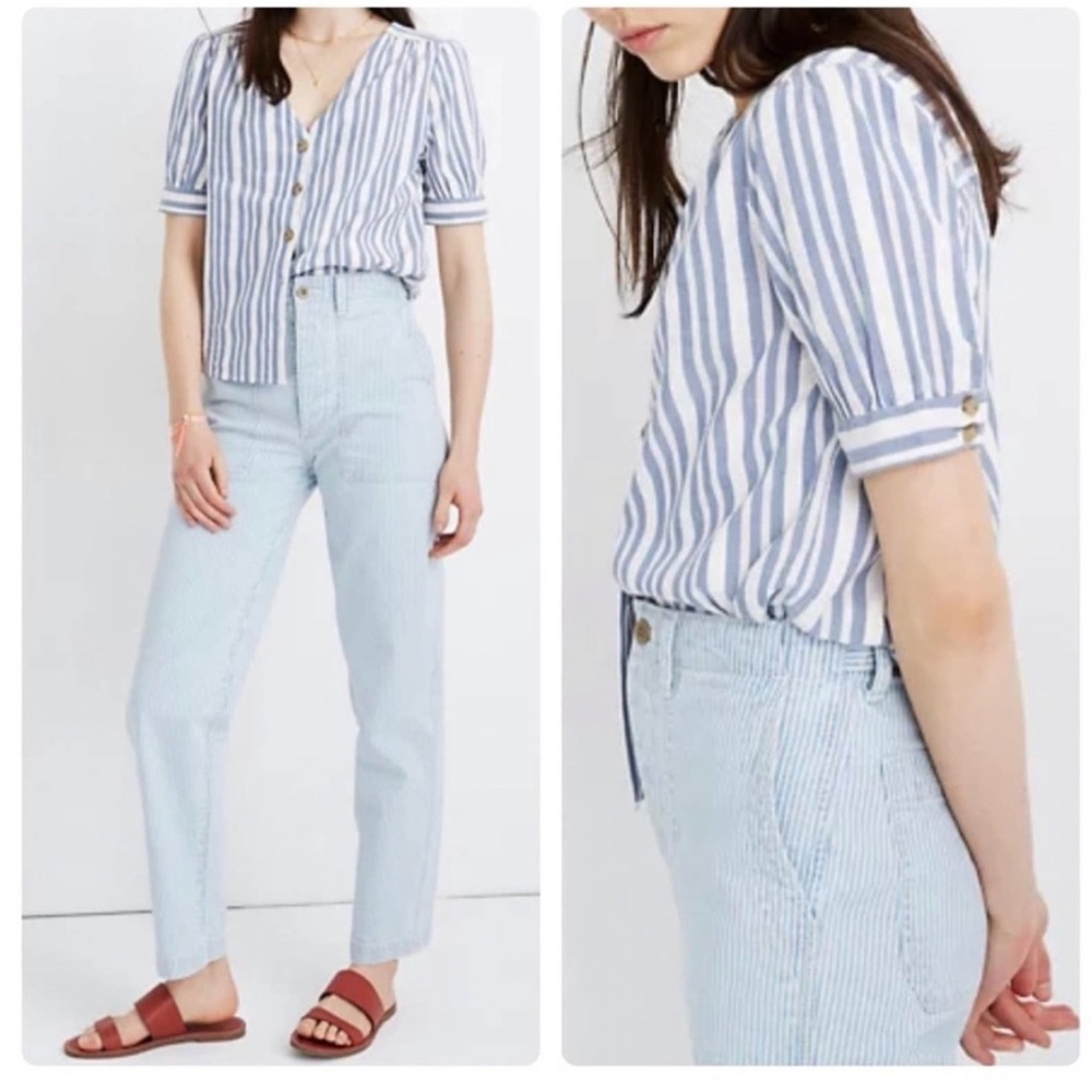 SOLD Madewell Plaza Button Front Shirt in Stripe